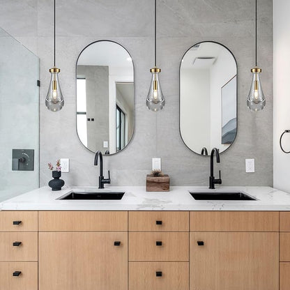 Raindrop Pendant Light, Brass Glass Pendant Lighting, Teardrops Modern Hanging Light for Entryway Foyer Stairway Kitchen Island Bedroom Dining Living Room Hallway