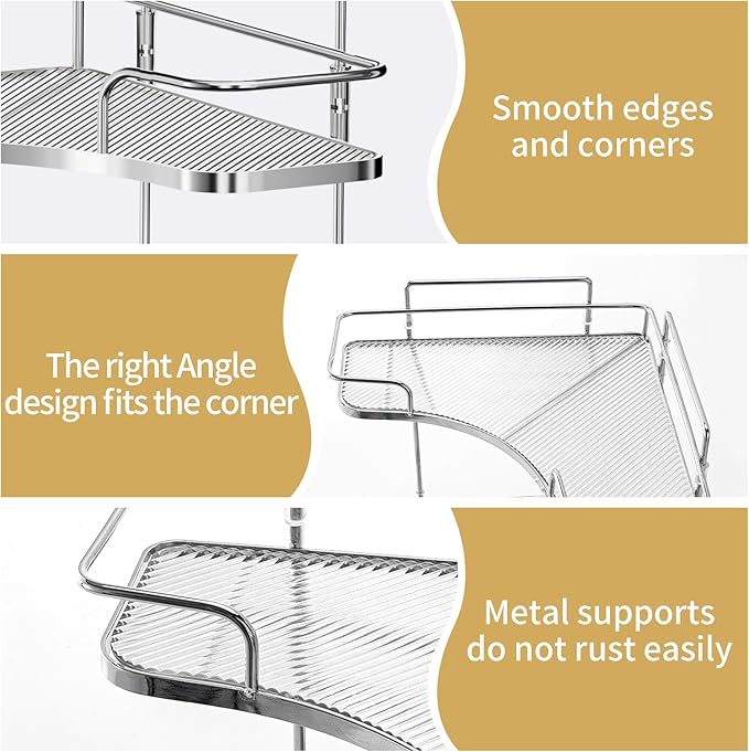 Seoneiro 2 Tier Corner Bathroom Counter Organizer, Cosmetic Skincare Organizer, Bathroom Countertop Perfume Tray Vanity Organizer, Kitchen Spice Corner Storage Shelf