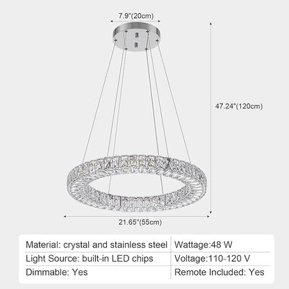 22" Chandelier Crystal Chandeliers Ceiling Light Fixture with Remote Control Flush Mount Ceiling Lights for Living Room Dining Room Bedroom(dimmable)