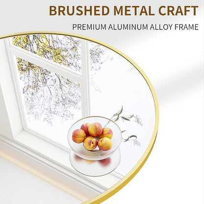 BEAUTYPEAK 48 Inch Round Mirror, Metal Frame Circle Mirror, Wall Mounted for Entryway, Bathroom, Vanity, Living Room, Gold