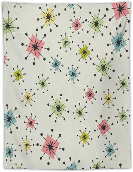 ICMOLYYENLO Abstract Cat Tapestry, Medieval Abstract Atomic Star Cat Vintage Home Wall Hanging Art Tapestry for Bedroom Living Room Dormitory 50x60 Inch