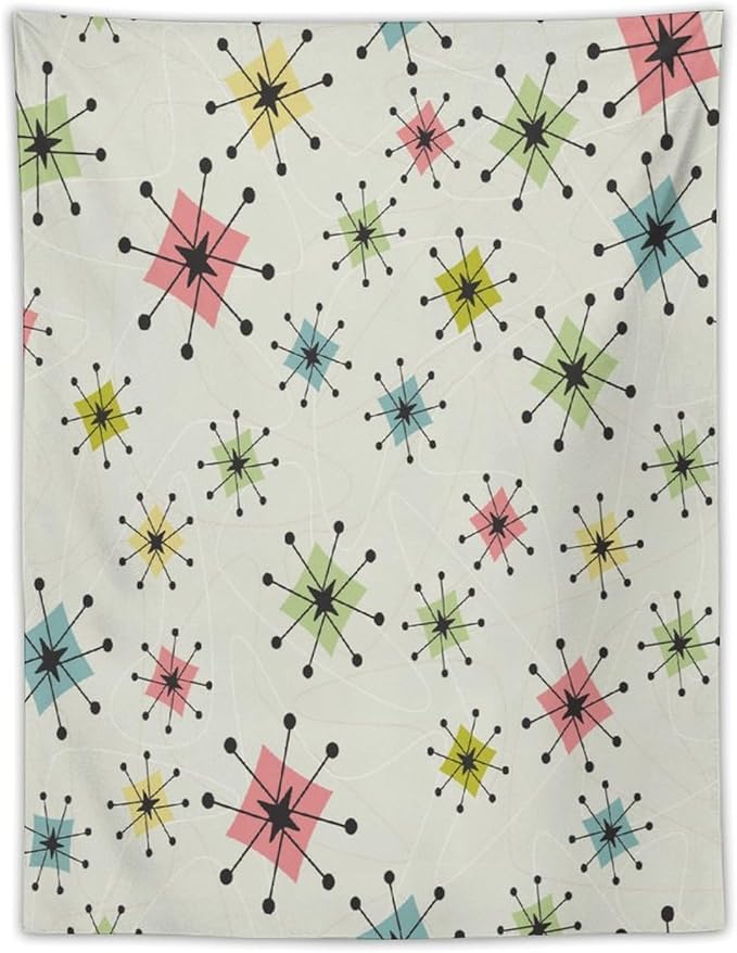 ICMOLYYENLO Abstract Cat Tapestry, Medieval Abstract Atomic Star Cat Vintage Home Wall Hanging Art Tapestry for Bedroom Living Room Dormitory 40x60 Inch