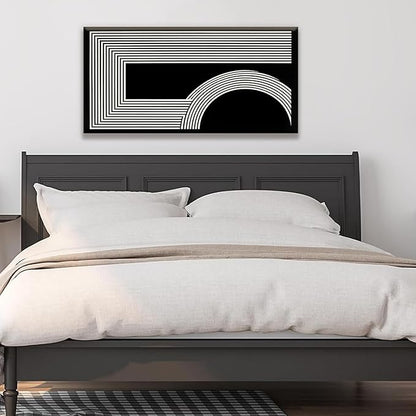 Abstract Wall Art Modern Canvas Art Wall Decor Minimalist Wall Art Geometric Line Canvas Artwork Print Paintings Black And White Wall Art Modern Picture For Bedroom Art Office Home Wall Decor 20"X 40"