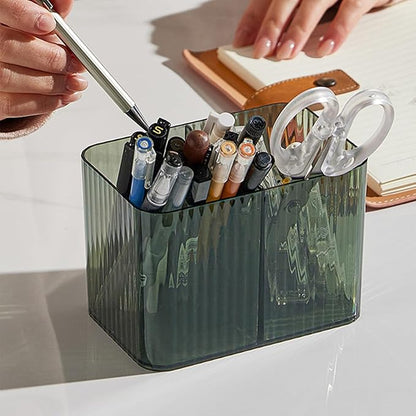 Qtips Holder Bathroom Container,3-Section Cotton Ball/Swabs Dispenser,3 Grids Apothecary Jar Organizer, Cosmetics Storage for Vanity