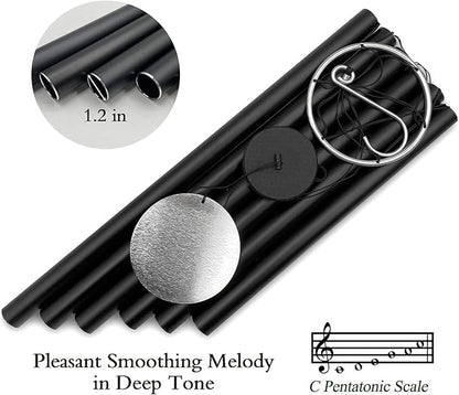 ASTARIN Outdoor Deep Tone,45Inch Sympathy Wind Chimes for Outside with 6 Tubes Tuned Relaxing Melody,Memorial Wind Chimes Large for Mom,Garden Decor,Black