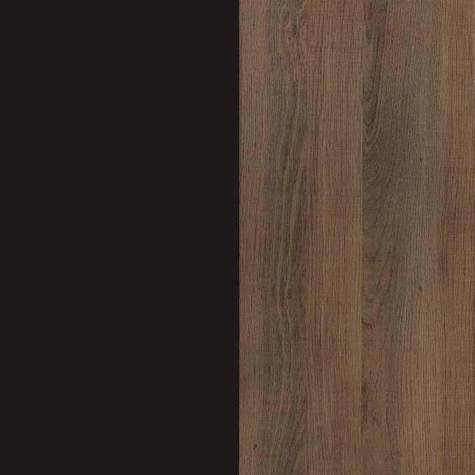 Nathan James Theo 6-Shelf Tall Bookcase, Wall Mount Bookshelf with Reclaimed Wood and Industrial Metal Frame, Oak/Black