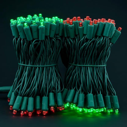 200 Count Red Green Wide Angle LED Christmas Lights, 66 ft Green Wire UL Certified Commercial Grade 5mm Holiday String Light Set (Red & Green)