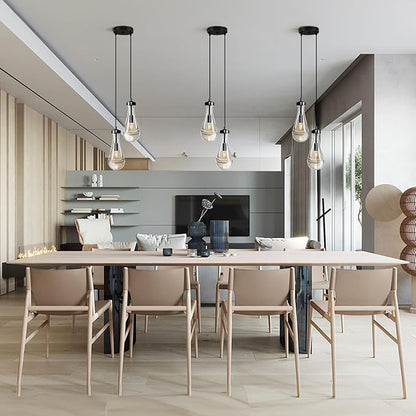 Black Raindrop Pendant Lights Kitchen Island, Bronze 2-Light Cluster Pendant Light for Dining Room, Dimmable Hanging Pendant Lighting Bedroom Light Fixture Ceiling Chandelier for Foyer