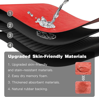 Bath Mat, Bathroom Rugs Non Slip Washable Thin Absorbent Quick Dry Bath Mat Fits Under Door Bathroom Floor Mat Perfect for Bath, Shower, or Sink 36"x60" Red