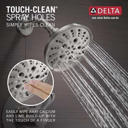 Delta Faucet Esato 14 Series Single-Handle Shower Faucet, Shower Trim Kit with 5-Spray H2Okinetic Shower Head, SpotShield Brushed Nickel 142897-SP (Valve Included)