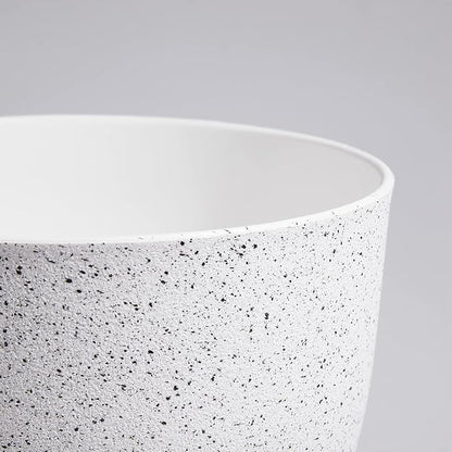 9/8/7.5 inch Flower Pots, Set of 3 Modern Decorative Plastic Planters with Drainage Holes and Saucers for Garden House Plants, Plant Pots for Indoor Outdoor Plants, Speckled White