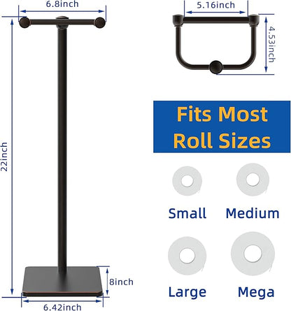 RUACQ Toilet Paper Holder Stand, Bathroom Toilet Paper Roll Holder Free Standing, Toilet Tissue Holder Stand with Post Pivoting Design, Stable Weighted Base, SUS304 Stainless Steel (Oil Rubbed Bronze)