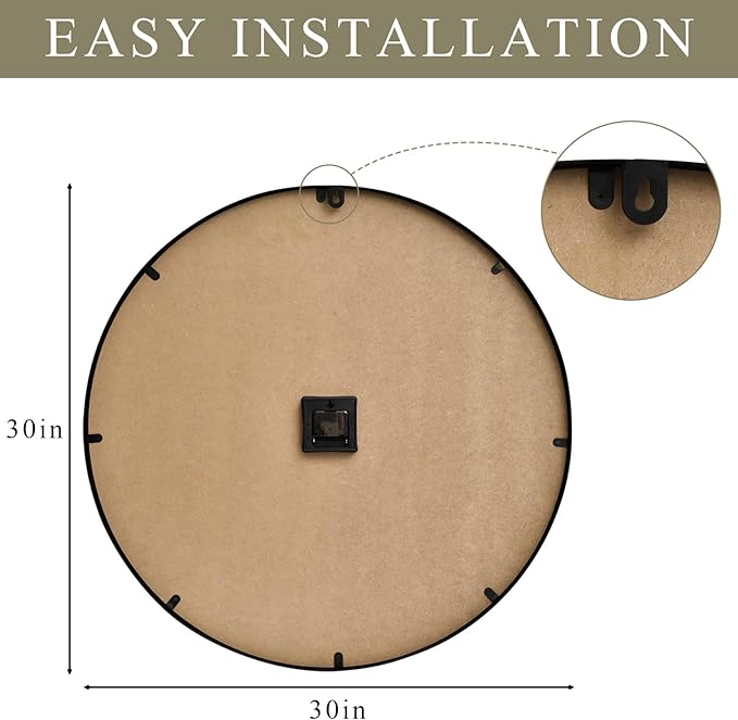 30 Inch Large Wall Clock Farmhouse Style - Brown Silent Non-Ticking Rustic Decor for Living Room, Kitchen, Bedroom