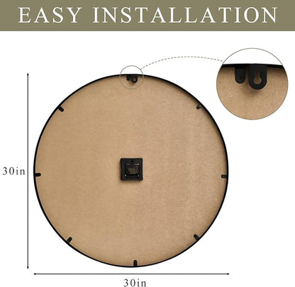 30 Inch Large Wall Clock Farmhouse Style - Brown Silent Non-Ticking Rustic Decor for Living Room, Kitchen, Bedroom