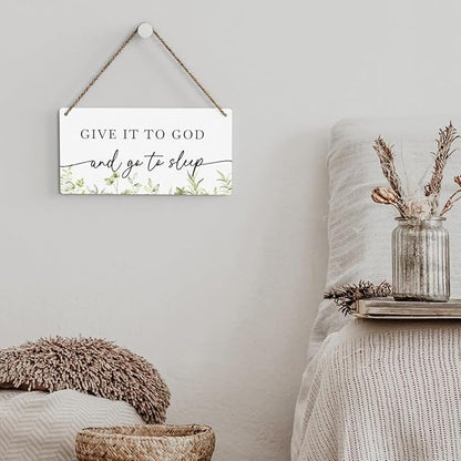 Christian Decor Give It to God And Go To Sleep Sign Rustic Bible Verse Sign Scripture Printed Wood Sign Wall Art Religious Gifts Faith Based Gifts