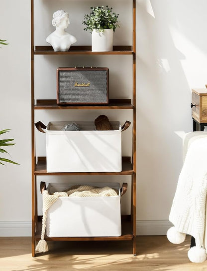 StorageWorks Storage Bins, Fabric Storage Bins for Shelves, Storage Baskets with Metal Frame, Closet Baskets and Bins with Handles, Beige, 2-Pack