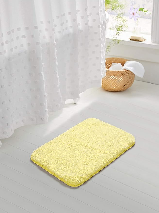 Suchtale Non Slip Bath Mat (20 x 32, Yellow) Water Absorbent Soft Microfiber Shaggy Bathroom Rug Machine Washable Thick Plush Shower Mat