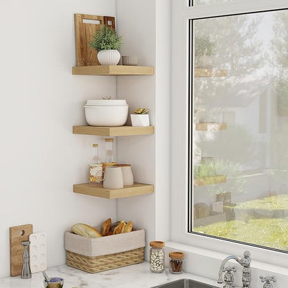 12 Inch Floating Shelves, 12" Deep Floating Shelf Wall Mounted, 12" Wall Shelves, Rustic Deep Bookshelf, Extra Deeper Display Shelves & Storage Shelves for Bedroom, Living Room, Set of 3