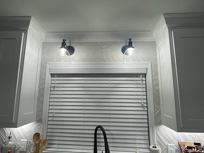 PERMO Industrial Vintage Sconces Slope Pole Single Sconce with 6.7" Oval Dome Clear Glass Shade Matte Black Wall Sconce Wall Mount Light Fixture for Bathroom Bedroom Entryway Home Office Kitchen