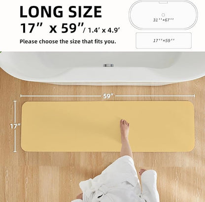 Bathroom Mat Quick Dry, Bathroom Rugs Non Slip Washable Thin Absorbent Bath Mat Fits Under Door Bathroom Floor Mat Perfect for Bath, Shower, or Sink 17"x59" Light Yellow
