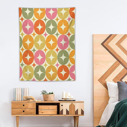 ICMOLYYENLO Abstract Cat Tapestry, Medieval Abstract Atomic Star Cat Vintage Home Wall Hanging Art Tapestry for Bedroom Living Room Dormitory 40x60 Inch