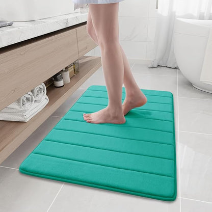 Buganda Memory Foam Bath Mat, 35.4" x 24", Ultra Soft and Non-Slip Bathroom Rugs, Water Absorbent and Machine Washable Bath Rug Runner for Bathroom, Shower, and Tub, Teal