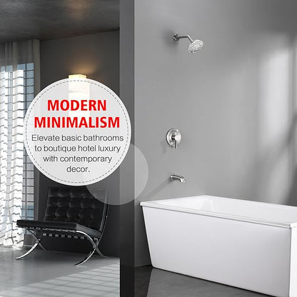 sumerain Brushed Nickel Tub and Shower Faucet Set with Tub Spout, 6-Spray Shower Head, Shower Valve Included
