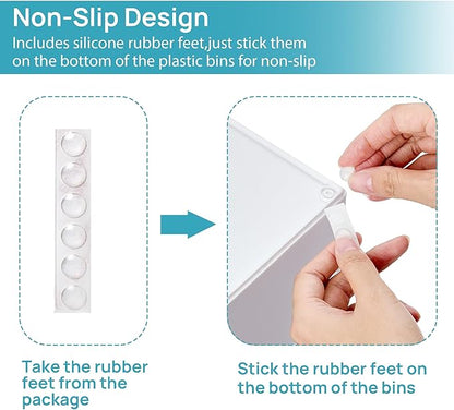 Vtopmart 4Pack Stackable Storage Drawer, 4.4'' Tall Bathroom Makeup Organizer,Plastic Storage Bins For Vanity, Undersink, Kitchen Cabinets, Pantry, Home Organization(White)