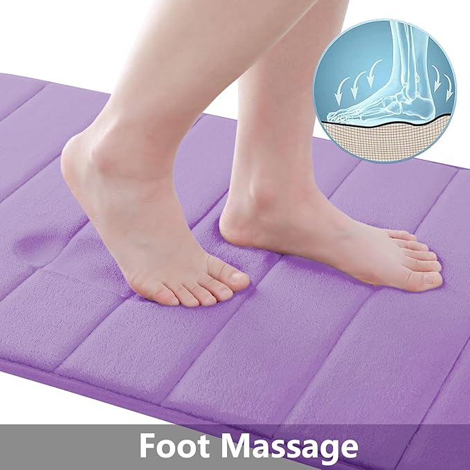 Buganda Memory Foam Bath Mat, 47" x 24", Ultra Soft and Non-Slip Bathroom Rugs, Water Absorbent and Machine Washable Bath Rug Runner for Bathroom, Shower, and Tub, Lavender