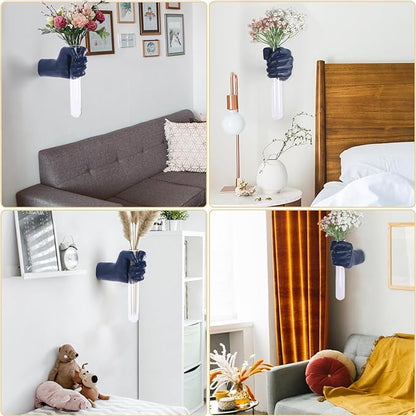 Blue Wall Sculpture,Wall Art Bedoroom,Hand Vase,Funky Flower Vase Decorations,Unique Wall Statue,Home Decor Art