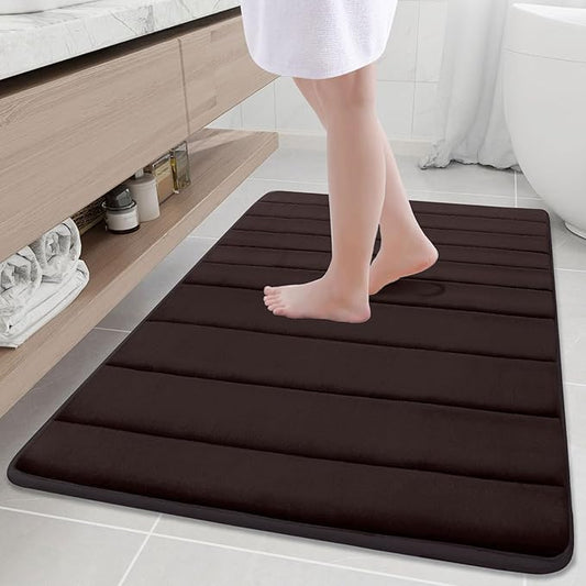 Buganda Memory Foam Bath Mat, 40" x 32", Ultra Soft and Non-Slip Bathroom Rugs, Water Absorbent and Machine Washable Bath Rug Runner for Bathroom, Shower, and Tub, Brown
