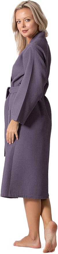 Turkish Linen Waffle Knit Lightweight Kimono Spa & Bath Robes for Women - Quick Dry - Soft