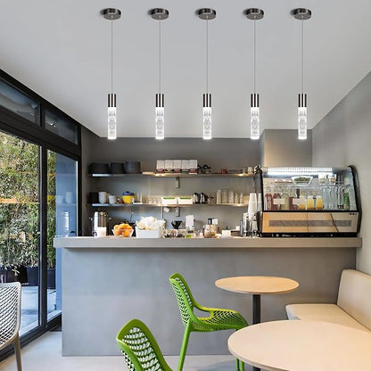 OKELI Modern Pendant Lights,3 Color LED Bubble Crystal Island Light Fixtures,Black Mini Pendant Lighting for Kitchen Island,Bar,6W,3000-6000K,ETL,3 Pack