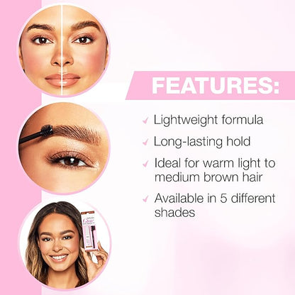 Ardell Brow Glue Medium Brown with Styling Brush ?€? Tinted Eyebrow Gel for Lamination Lift, All-Day Extreme Hold Brow Gel for Defined Brows, 0.35 oz