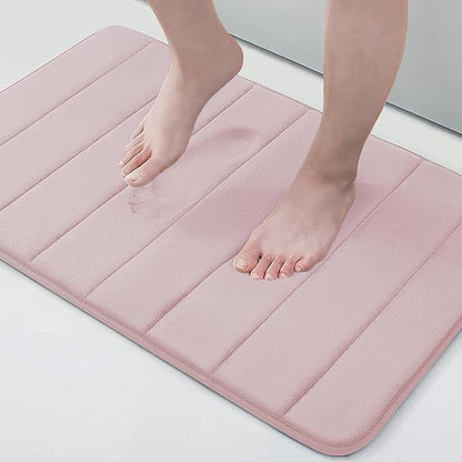 Buganda Memory Foam Bath Mat, 30" x 20", Ultra Soft and Non-Slip Bathroom Rugs, Water Absorbent and Machine Washable Bath Rug for Bathroom, Shower, and Tub, Peach