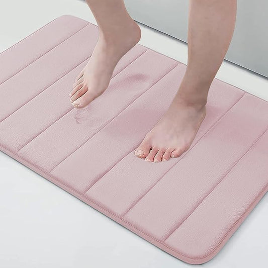 Buganda Memory Foam Bath Mat, 30" x 20", Ultra Soft and Non-Slip Bathroom Rugs, Water Absorbent and Machine Washable Bath Rug for Bathroom, Shower, and Tub, Peach