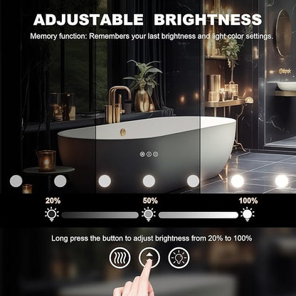 Hasipu LED Bathroom Mirror with Lights, 40" x 24" Hollywood Wall-Mounted Bathroom Mirror with 16 Dimmable Bulbs, 3 Colors Modes, Touch Control, Anti-Fog, Memory Function, Shatter-Proof, ETL Listed