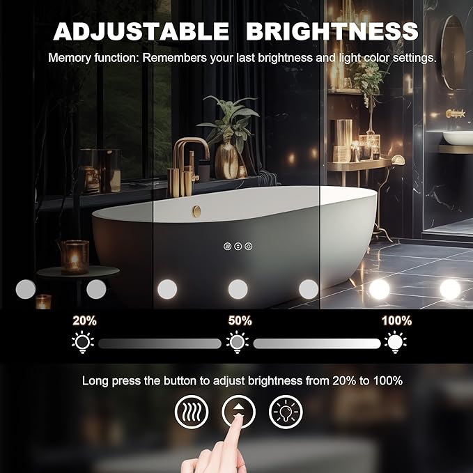 Hasipu LED Bathroom Mirror with Lights, 84" x 31" Hollywood Wall-Mounted Bathroom Mirror with 32 Dimmable Bulbs, 3 Colors Modes, Touch Control, Anti-Fog, Memory Function, Shatter-Proof, ETL Listed