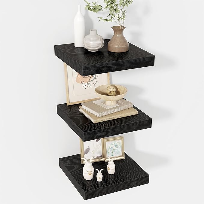 12 Inch Floating Shelves, 12" Deep Floating Shelf Wall Mounted, 12" Wall Shelves, Rustic Deep Bookshelf, Extra Deeper Display Shelves & Storage Shelves for Bedroom, Living Room, Set of 3