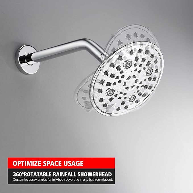 sumerain Tub and Shower Faucet Set with 6-Setting Shower Head, Modern Wall Mounted Tub Shower Systems with Valve and Trim Kit,Chrome