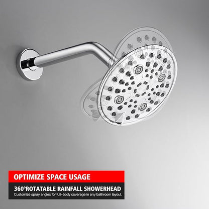 sumerain Tub and Shower Faucet Set with 6-Setting Shower Head, Modern Wall Mounted Tub Shower Systems with Valve and Trim Kit,Chrome
