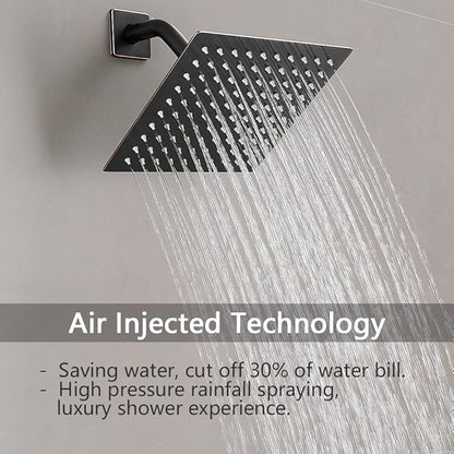 Oil Rubbed Bronze Shower Faucet Set Bathroom Rainfall Shower System with Stainless Steel Metal Shower Head Single Function Shower Trim Kit with Rough-in Valve