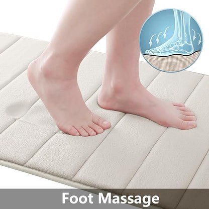 Buganda Memory Foam Bath Mat, 40" x 32", Ultra Soft and Non-Slip Bathroom Rugs, Water Absorbent and Machine Washable Bath Rug Runner for Bathroom, Shower, and Tub, Cream