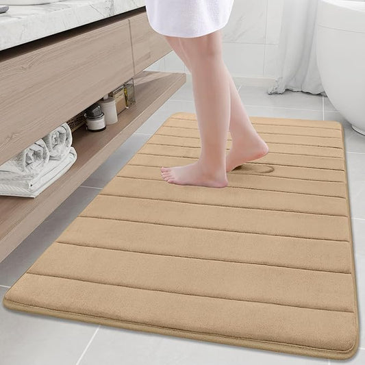 Buganda Memory Foam Bath Mat, 47" x 32", Ultra Soft and Non-Slip Bathroom Rugs, Water Absorbent and Machine Washable Bath Rug Runner for Bathroom, Shower, and Tub, Camel