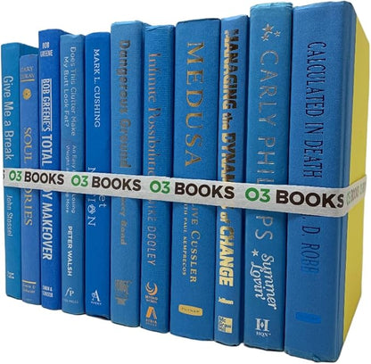 Curated Decorative Books Hardcover Décor Books for Home Décor, Choose Color, Interior Design, Office, Wedding Display, Instant Library, or Staging (Light Blue, Half Foot)