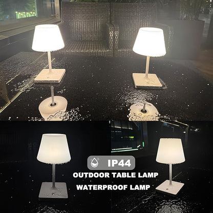 Cordless Table lamp, Outdoor Battery Operated Rechargeable Desk lamp,Waterproof Shower Lamp,4000mAh LED 3 Colors Small Wireless lamp for Kitchen Counter -White