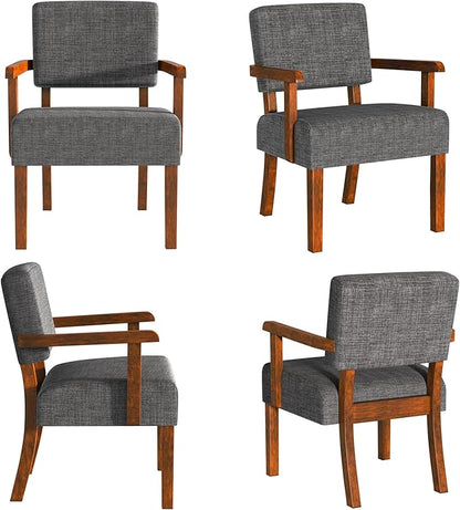 Accent Chair Set of 2 with Table, Living Room Chairs with Soft Seat and Armrests for Living Room Bedroom Reading Room Waiting Room, Grey (AC01)