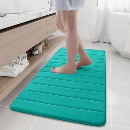 Buganda Memory Foam Bath Mat, 47" x 20", Ultra Soft and Non-Slip Bathroom Rugs, Water Absorbent and Machine Washable Bath Rug Runner for Bathroom, Shower, and Tub, Teal