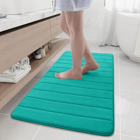 Buganda Memory Foam Bath Mat, 47" x 20", Ultra Soft and Non-Slip Bathroom Rugs, Water Absorbent and Machine Washable Bath Rug Runner for Bathroom, Shower, and Tub, Teal
