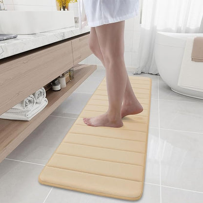 Buganda Memory Foam Bath Mat, 59" x 17", Ultra Soft and Non-Slip Bathroom Rugs, Water Absorbent and Machine Washable Bath Rug Runner for Bathroom, Shower, and Tub, Gold